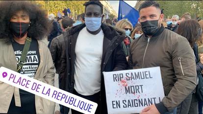 Assa Traoré du mouvement «Justice pour Adama», place de la République ce dimanche à Paris.