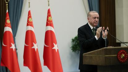 Recep Tayyip Erdogan lors d'une conférence de presse le 16 décembre.