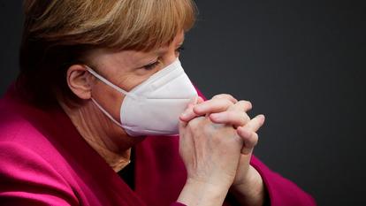 La chancelière allemande Angela Merkel, à Berlin, le 25 mars 2021.