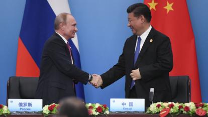 Le président russe et son homologue chinois, lors de leur dernière rencontre en Chine, en juin 2018.
