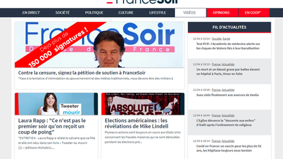 La une du site de FranceSoir, le 12 avril 2021