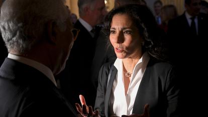 La commissaire européenne Hadja Lahbib, à Bruxelles en Belgique, le 16 janvier 2025.