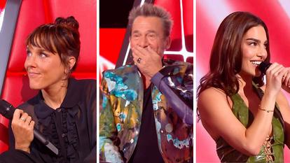 Zaz, Florent Pagny et Scarlett Avedikian lors des auditions à l’aveugle de la saison 14 de « The Voice »