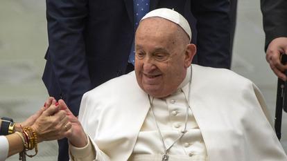Le pape François lors de son audience hebdomadaire dans la salle Paul VI au Vatican, le 5 février 2025.