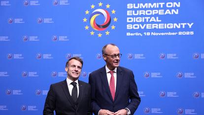 Emmanuel Macron et le chancelier allemand Friedrich Merz.