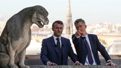 Emmanuel Macron et Philippe Jost lors d’une visite de chantier en septembre.