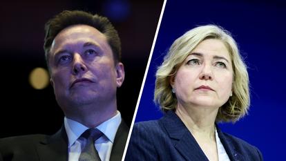 Elon Musk, patron de X, et la commissaire européenne à la souveraineté numérique, Henna Virkkunen.
