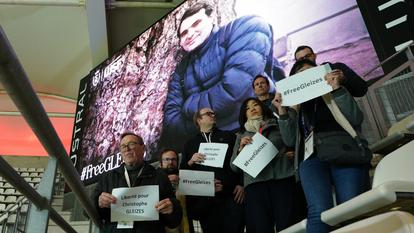Des soutiens à Christophe Gleizes ay stade Auguste Delaune le 8 décembre.