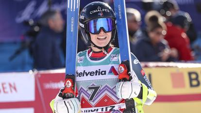 La Française Romane Miradoli a terminé deuxième au super-G de Saint-Moritz.
