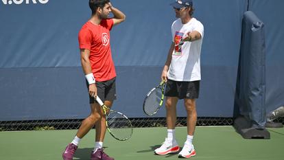 Carlos Alcaraz et Juan Carlos Ferrero durant le dernier US Open.