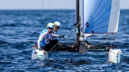 Eugenia Bosco et son coéquipier Mateo Majdalani lors des JO 2024.