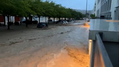 Des inondations dans les rues de Cuarte de Hueva près de Tarragone en Espagne en septembre 2025.