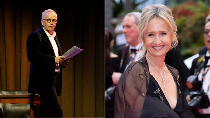 Fabrice Luchini le 13 janvier 2026, lors de la soirée inaugurale des 200 ans du Figaro au Grand Palais, en présence de la journaliste Caroline Roux.