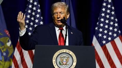 Donald Trump lors d’un discours à Detroit,dans le Michigan.