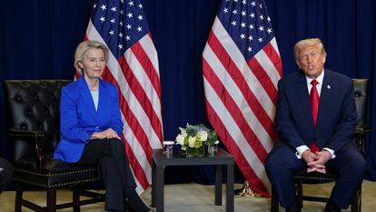 La présidente de la Commission européenne Ursula von der Leyen et le président américain Donald Trump, ici en septembre 2025 à New York durant l’Assemblée générale des Nations unies.