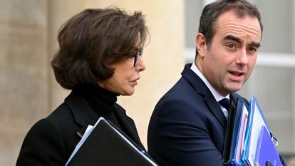 Rachida Dati et Sébastien Lecornu à l’Élysée, à Paris, le 10 décembre 2025.
