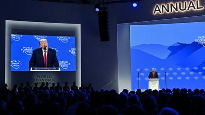 Le président américain, Donald Trump, lors de son discours à la réunion annuelle du Forum économique mondial, mercredi, à Davos (Suisse).
