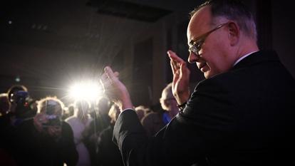 Édouard Philippe lors de la soirée de lancement de sa campagne municipale, au Havre (Seine-Maritime), le 28 janvier 2026.