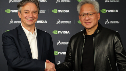 Pascal Daloz, le directeur général de Dassault Systèmes, et Jensen Huang, le PDG de Nvidia.