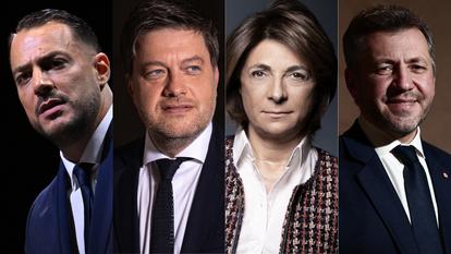 Sébastien Delogu (LFI), Benoît Payan (Printemps marseillais), Martine Vassal (MoDem-Renaissance-Horizons-LR) et Franck Allisio (RN-UDR).