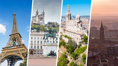 Vues de Paris, Lyon, Marseille et Toulouse, les quatre métropoles françaises les plus peuplées, au centre du scrutin municipal de 2026 et des débats sur la fiscalité locale.