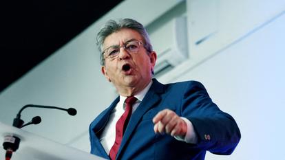 Jean-Luc Melenchon and Yassin Zeghli (candidate municipal elections for Argenteuil) Puplic Meeting in Argenteuil, France on February 7, 2026. Photo by Alain Apaydin/ABACAPRESS