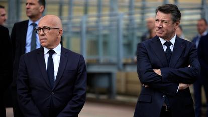 Christian Estrosi et Éric Ciotti, le 22 avril 2024, à Nice.