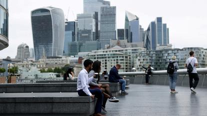 Vue sur la skyline de la City de Londres, le 25 juillet 2024.