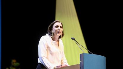 Laure Lavalette, tête de liste RN pour l’élection municipale à Toulon, lors de son meeting de lancement de campagne le 14 janvier 2026.