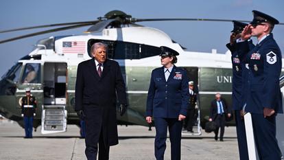 Donald Trump à la base militaire d’Andrews dans le Maryland, le 27 février 2026.