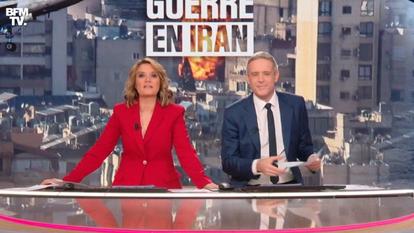 Pascale de la Tour du Pin et Matthieu Coache sur le plateau de «BFM Première», ce mardi matin.