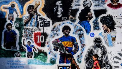 Un mur en hommage à Diego Maradona, à Buenos Aires (Argentine).