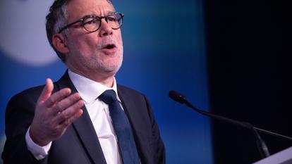 Olivier Faure lors de la convention nationale du Parti socialiste à Paris, le 8 février 2026.