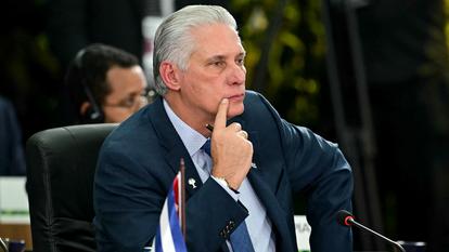 Le président cubain Miguel Díaz-Canel à Rio de Janeiro, le 6 juillet 2025.