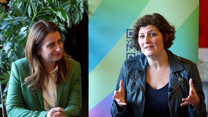 Marine Tondelier et Jeanne Barseghian, maire écologiste de Strasbourg (Bas-Rhin).