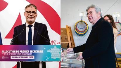 Jean-Luc Mélenchon, fondateur de La France insoumise, dépose son bulletin dans un bureau de vote parisien.