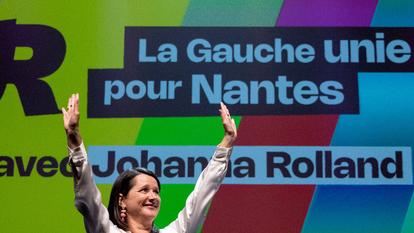 La maire de Nantes, Johanna Rolland (PS), à son dernier meeting avant le premier tour des élections municipales, le 11 mars 2026.
