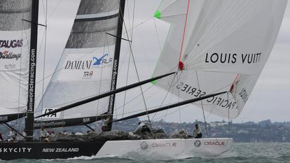 Le K-Challenge, défi français, lors d’une édition de la Coupe de l’America.