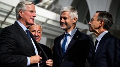 Le député de Paris, Michel Barnier ; le président du Sénat, Gérard Larcher ; le patron des députés Droite Républicaine, Laurent Wauquiez et le président des Républicains, Bruno Retailleau.