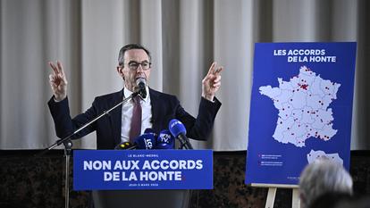 Bruno Retailleau, candidat LR à l’élection présidentielle de 2027, lors d’une conférence de presse le 5 mars 2026.