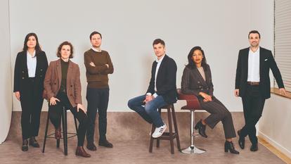 Constance Gruy (Groupe Maïa), Lucie Ruat (SNCF), Benjamin Saada (Fairmat), Aurélien de Meaux (Electra), Ambre Eyoum (ministère de l’Europe et des Affaires étrangères) et Jonathan Cherki (Contentsquare).