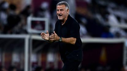 Christophe Galtier lors de la finale de la Coupe du Qatar entre Al Sadd SC et Al Duhail, le 10 mai 2025, à Doha.