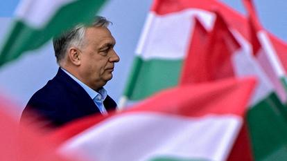 Le premier ministre hongrois Viktor Orban lors de la «Grande Assemblée des Patriotes» des groupes nationalistes d’Europe, à Budapest, le 23 mars 2026