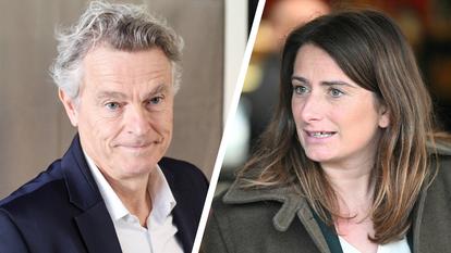 Fabien Roussel (à gauche) et Marine Tondelier (à droite)