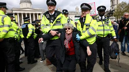 Manifestation exigeant la levée de l’interdiction de Palestine Action, à Londres, au Royaume-Uni, le 11 avril 2026.