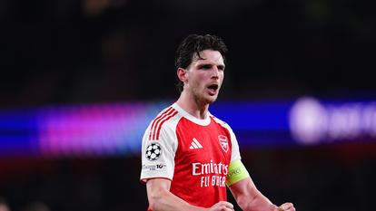 Le milieu de terrain Declan Rice lors du quart de finale retour de la Ligue des champions contre le Sporting Portugal, le 15 avril 2026.