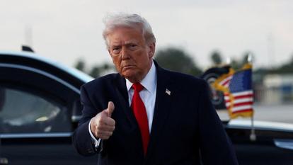 Donald Trump à l’aéroport international de Miami, en Floride, le 11 avril 2026.