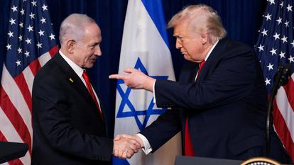 Le premier ministre israélien Benyamin Netanyahou et le président américain Donald Trump à Palm Beach, en Floride, le 29 décembre 2025.