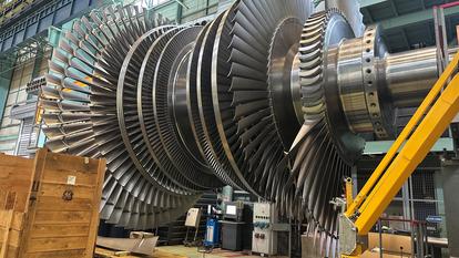Une turbine Arabelle, en cours de fabrication, à Belfort
