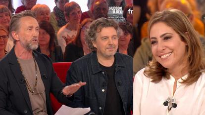 Philippe Caverivière, Alex Vizorek et Léa Salamé dans «Vivement dimanche» sur France 3.